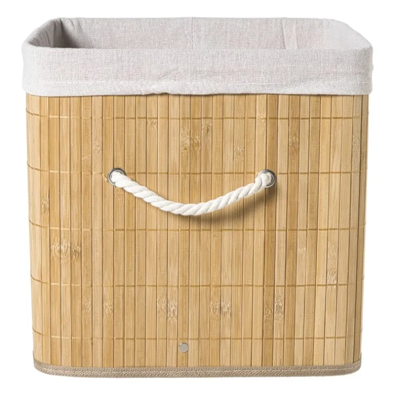 Opbergmand vierkant hoog - bamboe - 30x30x30 cm