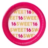 Papieren bordjes 16 jaar - roze - set van 8