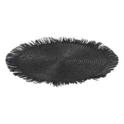 Placemat franjes - zwart - ⌀38 cm