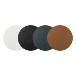 Placemat PU leer - crème - ø38 cm