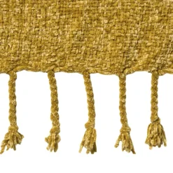 Plaid chenille met kwastjes Mieke - geel - 170x130 cm