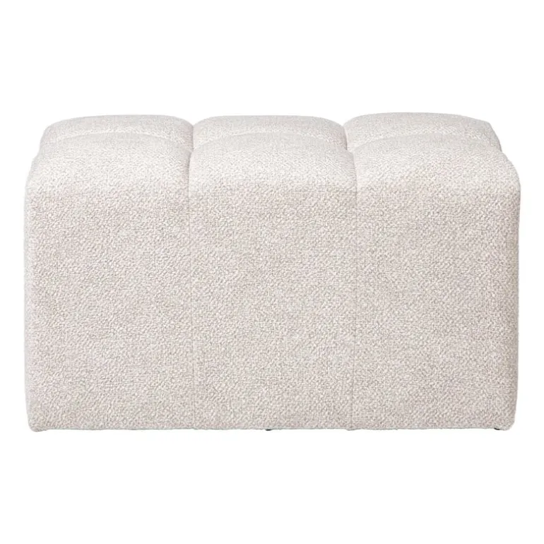 Poef chenille - beige - 38x66x38 cm
