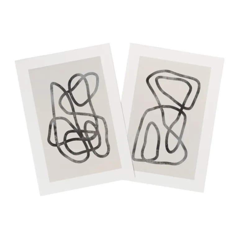 Poster abstract 1 - beige/zwart - 21x30 cm