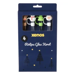 Rietjes kerst glas - set van 4 - ø1x20 cm