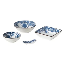 Schaaltje Mico bloemen groot - blauw/wit - ø10.8x3.7 cm