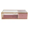 Sieradendoos met ringhouder - roze/goud - 25x15x6.5 cm