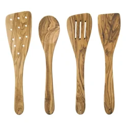 Spatel met gleuven olijfhout - bruin - 30 cm