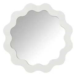 Spiegel met golfrand - wit - ø41 cm