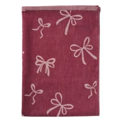 Theedoek strikjes - bordeauxrood/roze - 50x70 cm
