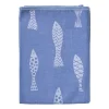 Theedoek vissen - blauw/wit - 50x70 cm