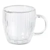 Theeglas dubbelwandig ribbel - ø7.5x8 cm - glas