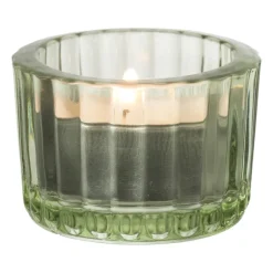 Theelichthouder ribbel - groen - ø5x3.7 cm