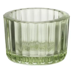 Theelichthouder ribbel - groen - ø5x3.7 cm