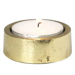 Theelichthouder rond - goud - ø5.5x3 cm