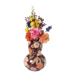 Vaas bloemen - rood - ø20x28 cm
