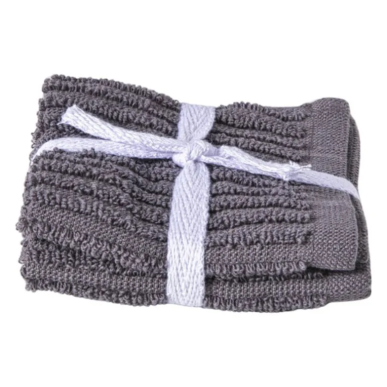 Vaatdoekjes - grijs - 20x20 cm - set van 2
