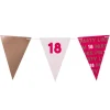 Vlaggenlijn 18 jaar - roze - 10 meter