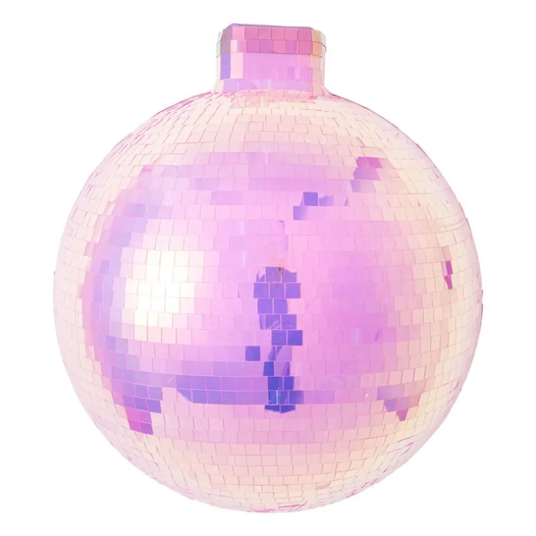 Wandhanger disco kerstbal - roze - ø31.5 cm