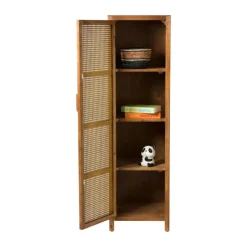 Webbing kast smal Bandung - bruin - 160.5x45x40.5 cm